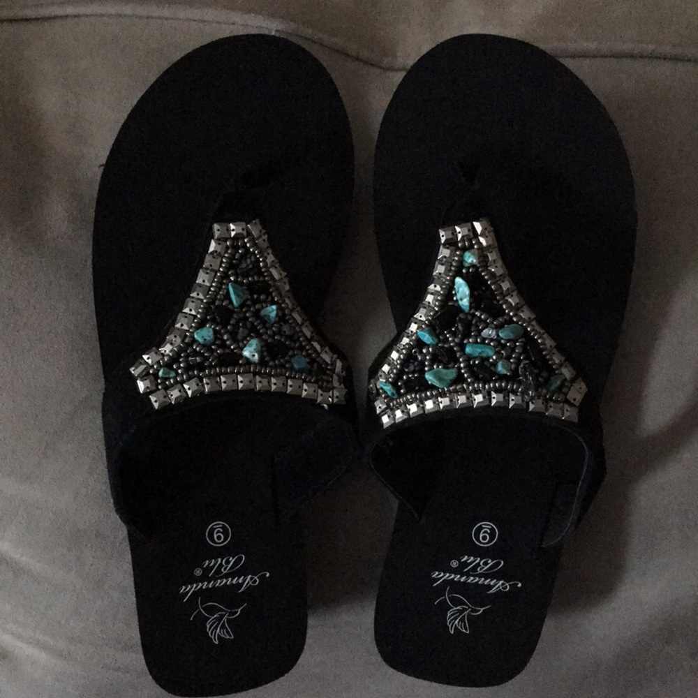 BNIB Amanda Blu Nancy Black Sandals Sz 9